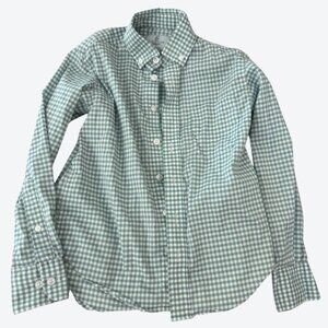 Class Club Boys Size 8 Modern Fit Green & White Gingham Button-Down